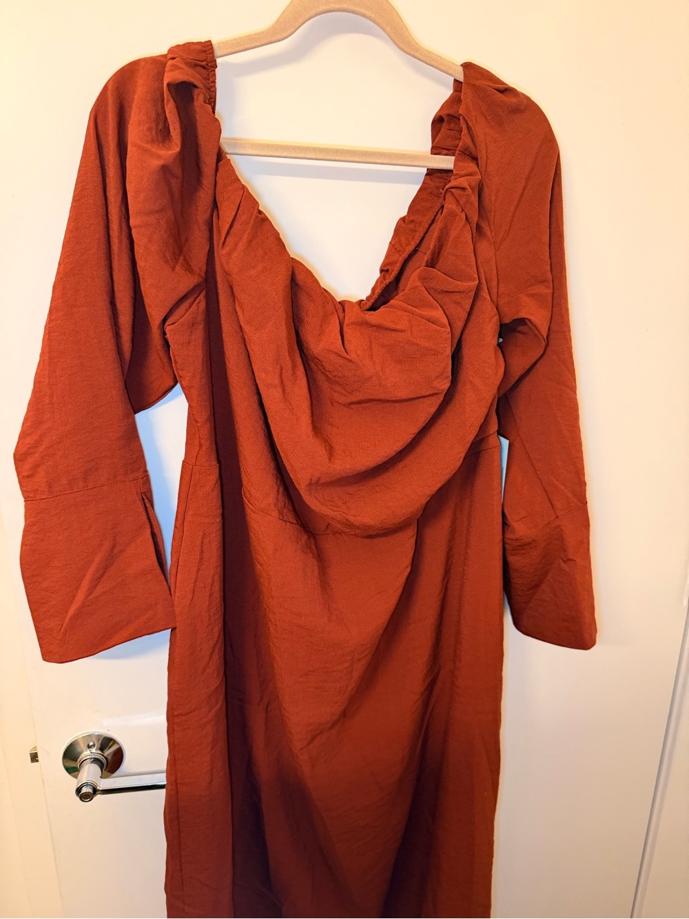 Rust Orange Draped Back Women’s Dress